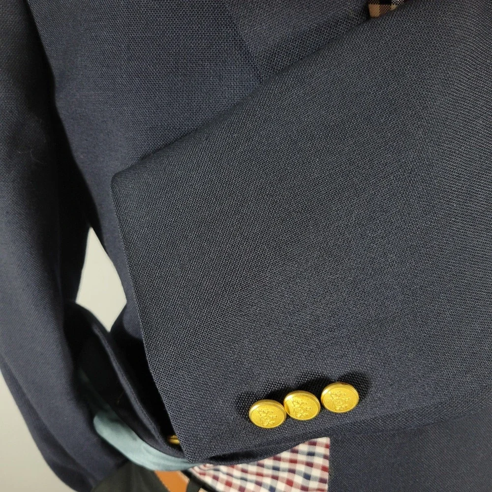 VTG Stafford Men's Sport Coat Blazer Two Button Navy Blue Polyester Wool 42R‎